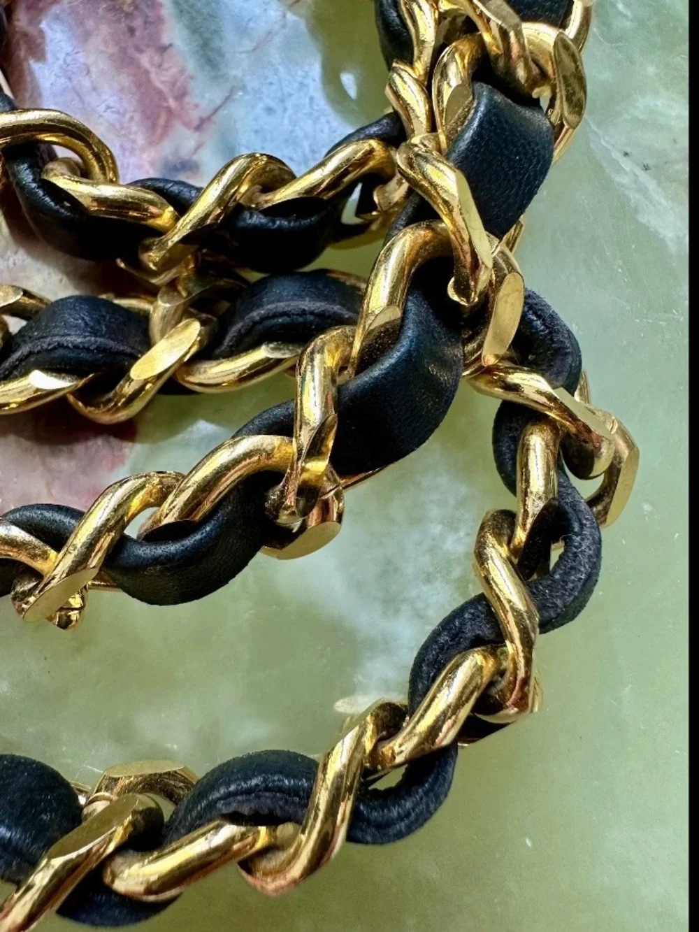 VINTAGE CHANEL XL SUPERMODEL TOTE REPLACEMENT CHAIN STRAP GOLD BLACK 33
